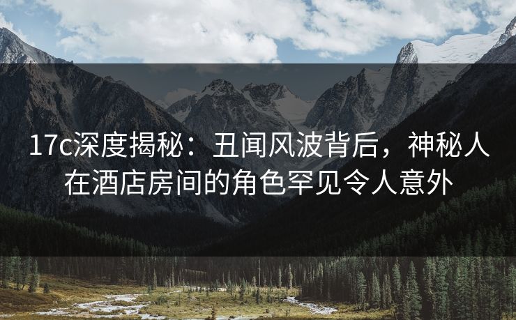17c深度揭秘：丑闻风波背后，神秘人在酒店房间的角色罕见令人意外