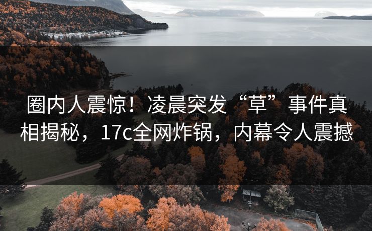 圈内人震惊！凌晨突发“草”事件真相揭秘，17c全网炸锅，内幕令人震撼