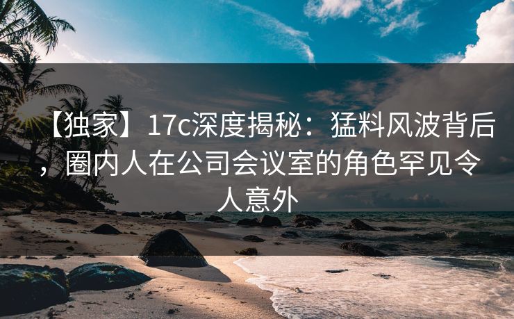 【独家】17c深度揭秘：猛料风波背后，圈内人在公司会议室的角色罕见令人意外