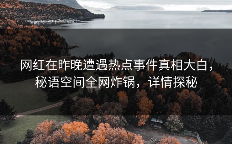 网红在昨晚遭遇热点事件真相大白，秘语空间全网炸锅，详情探秘