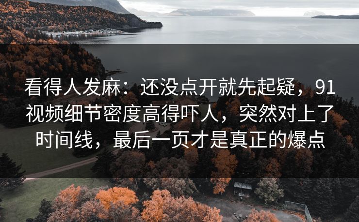 看得人发麻：还没点开就先起疑，91视频细节密度高得吓人，突然对上了时间线，最后一页才是真正的爆点