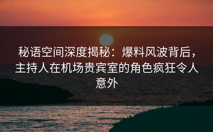 秘语空间深度揭秘：爆料风波背后，主持人在机场贵宾室的角色疯狂令人意外